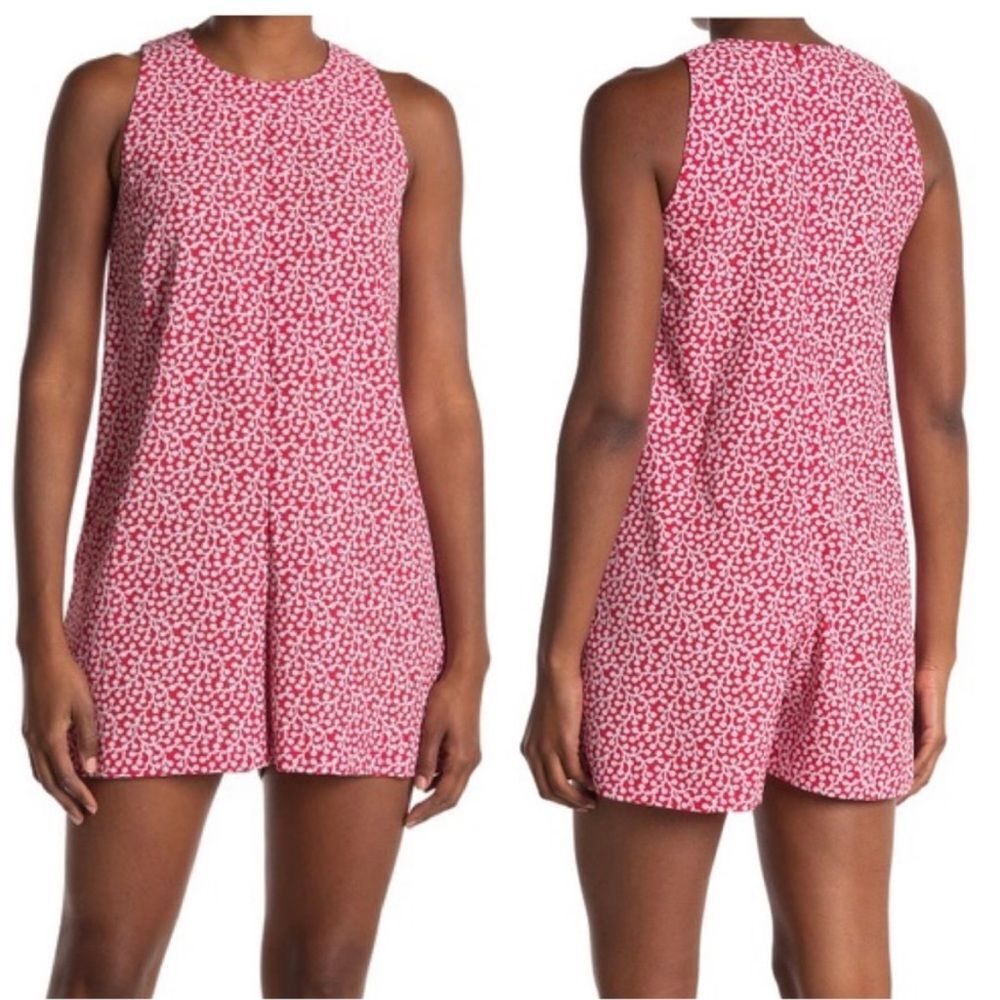 French Connection Elao Evening Dew Romper Playsuit Shanghai Red Multicolor